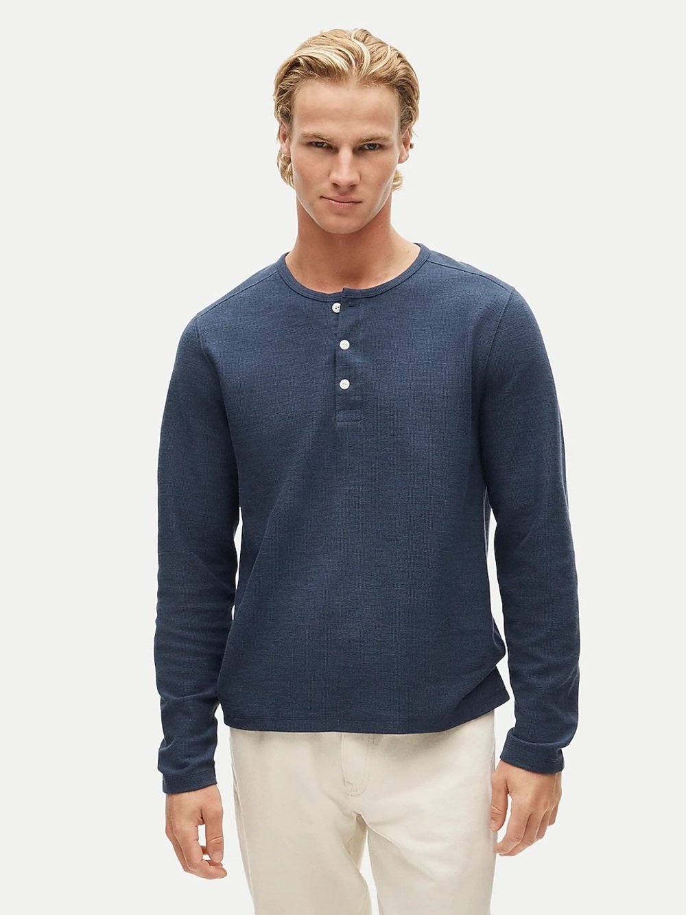 Men's Jcrew Long-Sleeve Henley Shirt - Navy
